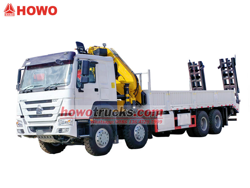 Howo 8x4 truck with 16T knuckle crane