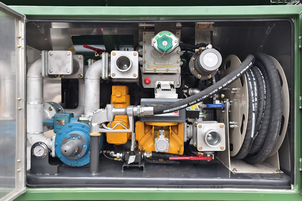 Refueling system with hose reel and valves