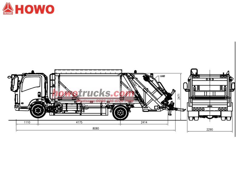 HOWO rear loader truck drawing