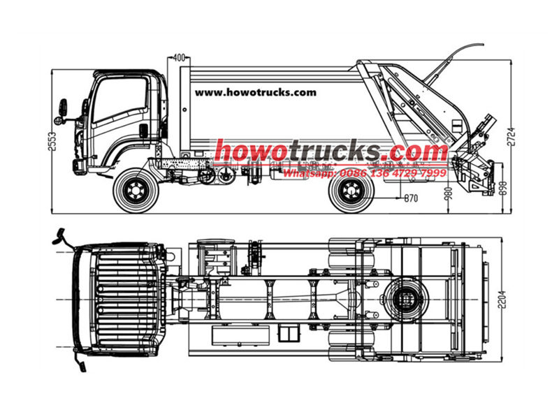 Howo 4x2 garbage compactor truck