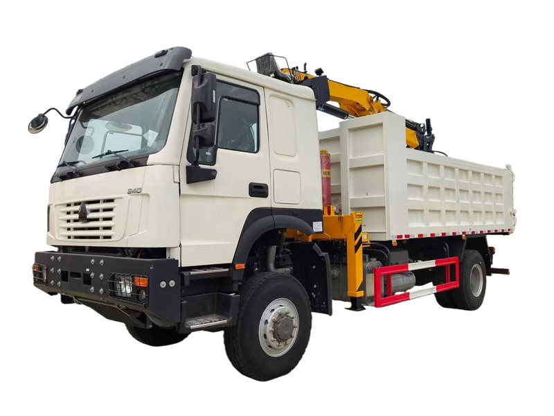  HOWO 4x4 dumper truck mounted 8 tons crane 