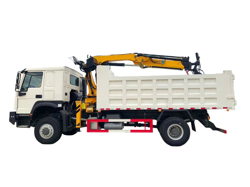  HOWO 4x4 dumper truck mounted 8 tons crane 