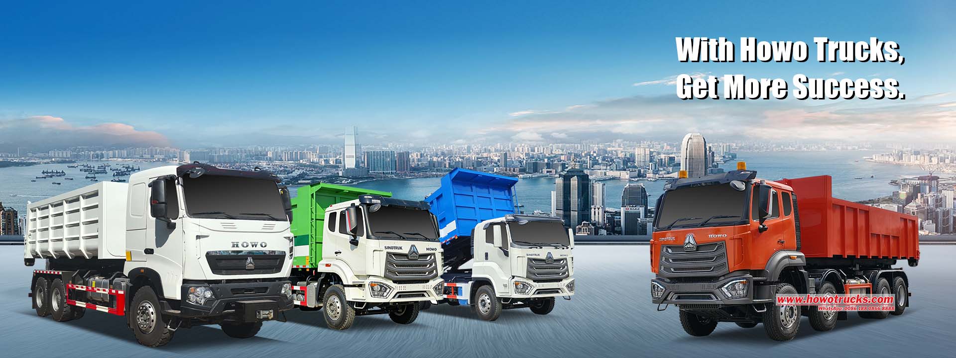 Leverancier van Howo haakarmtrucks, wij leveren Howo 10-tons, 15-tons, 20-tons en 25-tons roll-on/roll-off trucks.